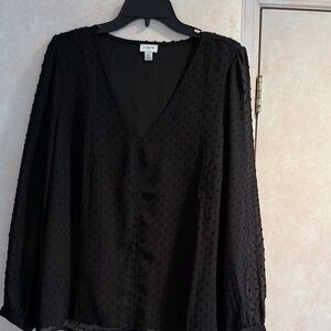 J. Crew Black Textured Blouse